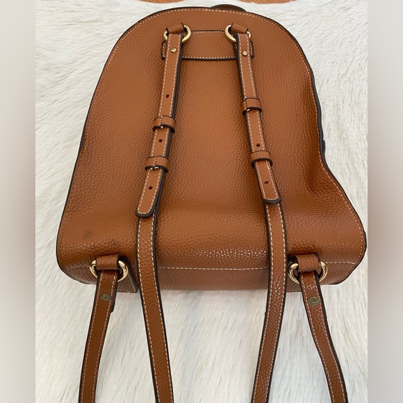 Women’s Backpack Pebbled Faux Leather Cognac Brown Adjustable Straps - Picture 5 of 8